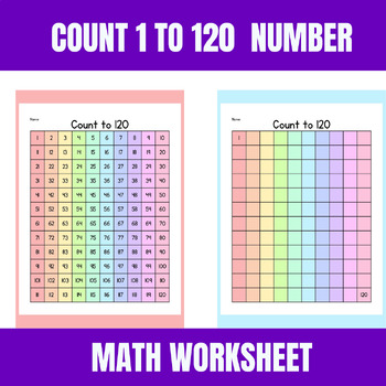 Red Colorful Rainbow Count 1 to 120 - Fun Math Worksheets for Kids