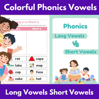 colorful cute vowels fun worksheet